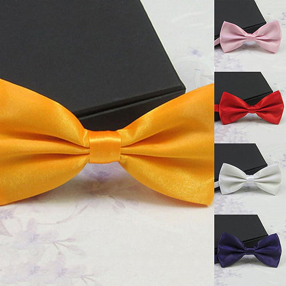 Men's Classic Solid Color Clip-On Bow Tie - Black Tuxedo Wedding Party Accessory