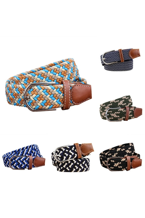 Fashion Woven Braided Fabric Comfort Stretch Casual Dress Belt for Men Women Style 4