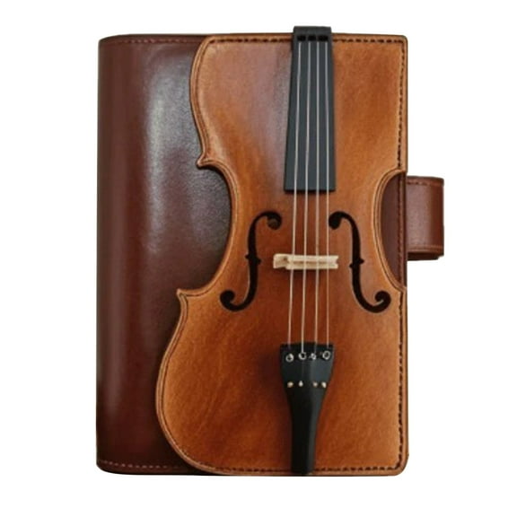 Eosunjian Faux Leather Journal Vintage Violin Faux Leather Notebook Retro Journal with Musical Note Design Compact Music-themed Diary for Musicians for Music
