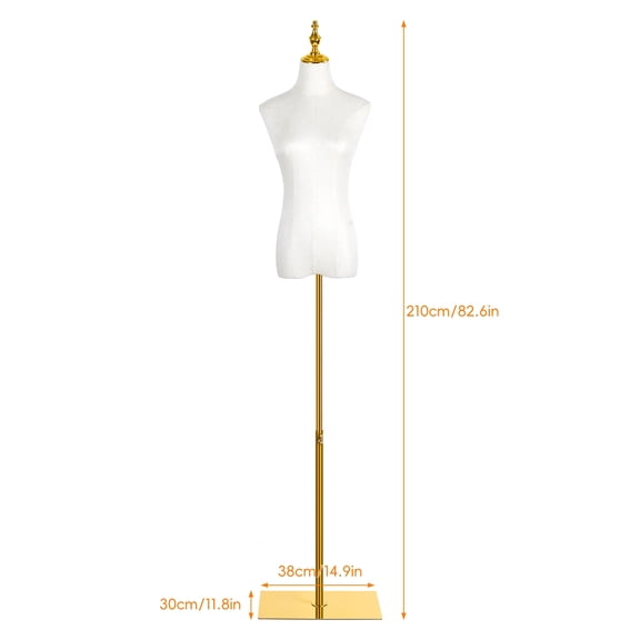 Eosunjian Female Mannequin Torso Body Dress Form with Metal Base Stand,47-75 Inch Adjustable Height _White