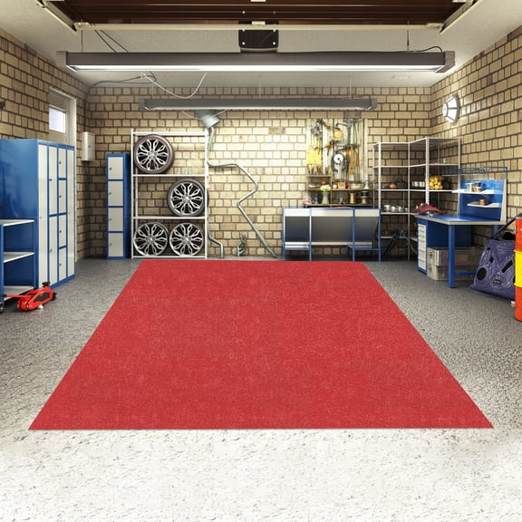 Eosunjian Garage Flooring Rug,Rectangle Garage Floor Mat for Under Car,Motorcycle Oil Spill Mat,Absorbent Oil Garage Parking Mat,17ftx 7.4ft Extra Large Garage Mat,Red