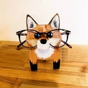 Eosunjian Glasses Display Stand Heavy Duty Wooden Cute 3D Fox Dog Animal Eyewear Reading Eyeglass Show Holder Home Use Style G
