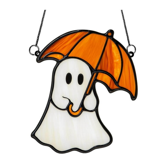 Eosunjian Halloween Cute Ghost Suncatcher Stained Glass Style Acrylic Window Hanging Ghost Light Catcher for Window Wall Decor