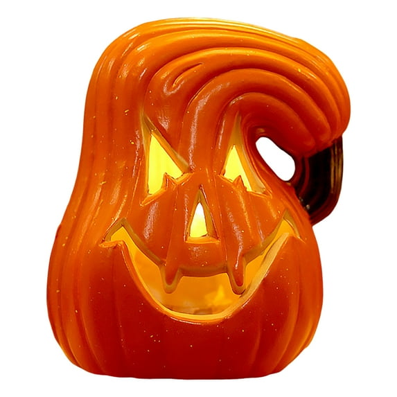 Eosunjian Halloween Pumpkin Lamp Spooky Light Up Pumpkin Figurine Glowing Decorative Pumpkin with LED Light for Haunted House Halloween Home Garden Decor