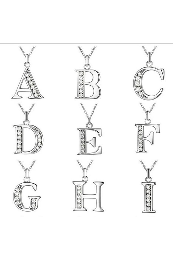Initial Necklace 26 Letters Rhinestones Unisex Exquisite Electroplated Necklace for Mothers Day Style O