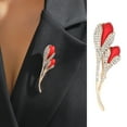 thumbnail image 1 of Eosunjian Lady Lapel Brooch Red Tulip Shape Rhinestone Decor Suit Coat Collar Formal Occasion Commute Office Clothes Pin Party Prom Jewelry Red, 1 of 12