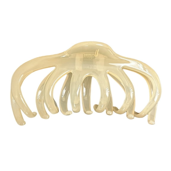 Eosunjian Large Octopus Hair Claw Women Thick Hair Back Head Shower Hair Clip Non-Slip Hair Accessories Hair Styling Tools (Beige)