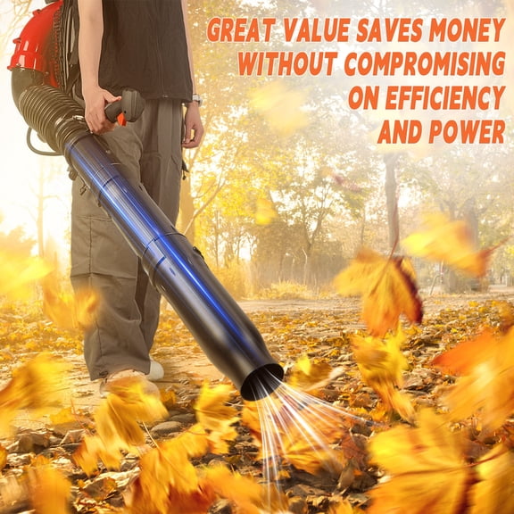 Eosunjian Leaf Blower,75.6CC 2-Stroke Backpack Gas Leaf Blower,Gas Blower,Up to 850 CFM,200MPH,2.3L Fuel Tank,Powerful Clearing,Red