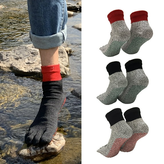 Eosunjian Level 5 HPPE Anti-Cut Anti-Puncture Outdoor Hiking 5-Toe Protection Crew Socks