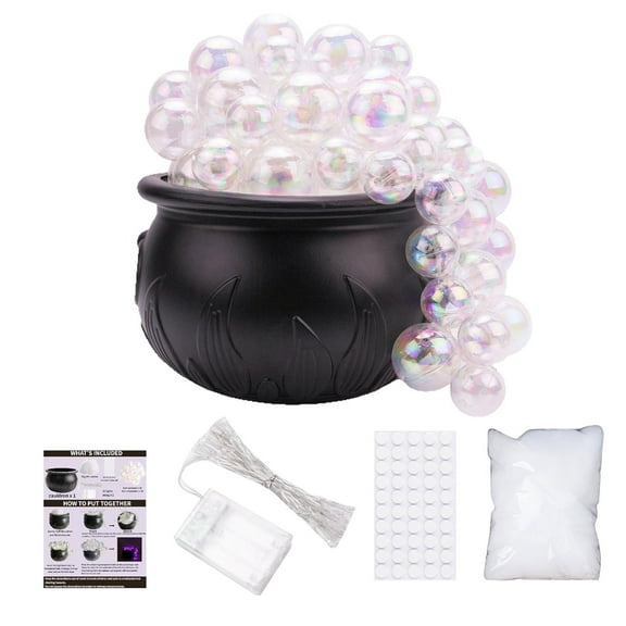 Eosunjian Lighted Witch Cauldron Set DIY Bubbling Witch Cauldron Set with Lights Indoor Witch Cauldron Centerpiece for Hocus Pocus Halloween Party Decor,Black