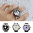 thumbnail image 1 of Eosunjian Love Heart Dial Ring Watch Elastic Stainless Steel Band Men Women Couple Watch Finger Ring Birthday Gift Fashion Accessories Black, 1 of 13