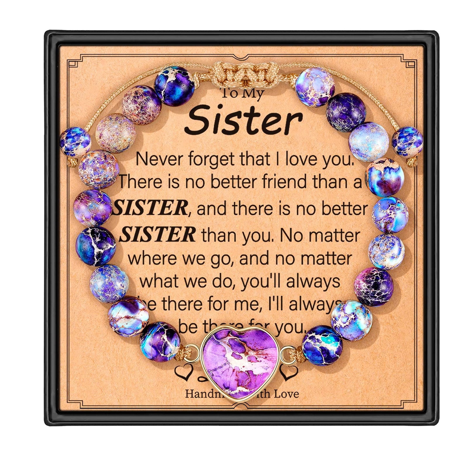 Eosunjian Love Heart Faux Opal Bracelet 8mm Purple Stone Bead ...