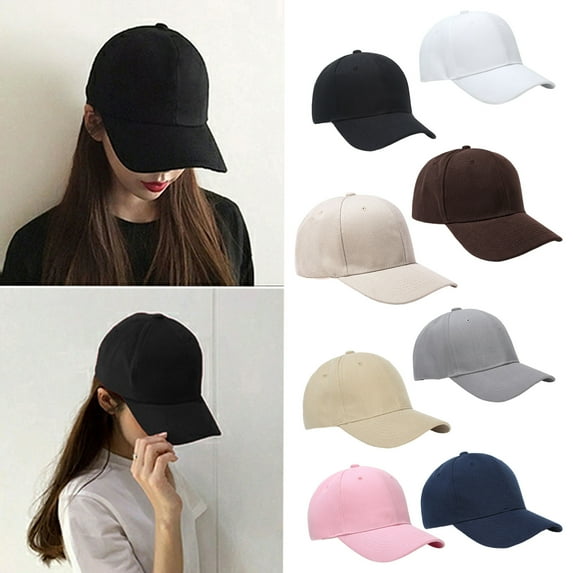 Eosunjian Men Baseball Hat Long Brim Sun Anti UV Adjustable Head Circumference Solid Color Unisex Outdoor Sun Hat Daily Peaked Cap Beige