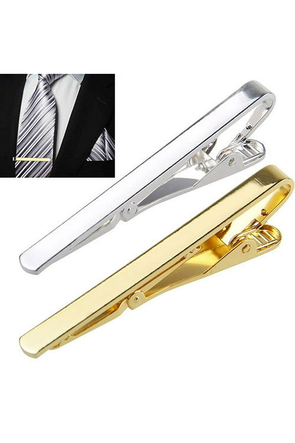 Men Silver/Gold Copper Chic Necktie Tie Bar Clasp Clip Formal Occasion Clamp Pin Gold