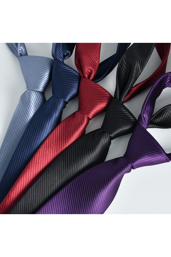 Men Solid Color Jacquard Business Tie Formal Twill Slim Necktie Wedding Office Work Tie Suit Accessories Red