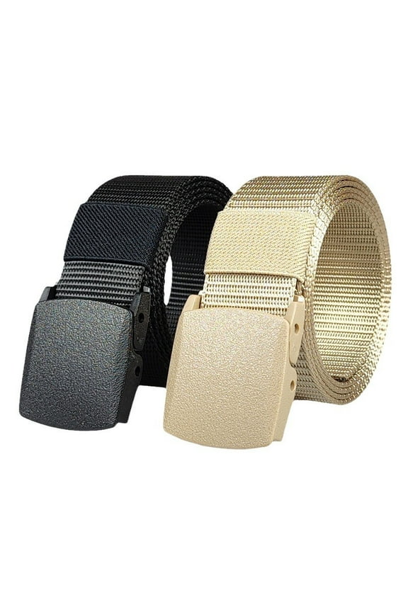 Metal-free Nylon Belt Men Weaving Strap Holeless Adjustable Design Waistband Hiking Running Firefighter Belt Costume Accessories Black 120cm