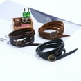 thumbnail image 1 of Eosunjian Multilayer Faux Leather Bracelet Vintage Wrist Strap Adjustable Length Buckle Letter Design Punk Belt Bangle Wristband Men Gift Brown, 1 of 13