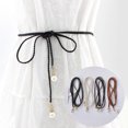 thumbnail image 1 of Eosunjian Pearl Waist Chain Elegant Vintage Imitation Leather Slim Belt with Knot for Women for Party Dresses Pants Camel, 1 of 12