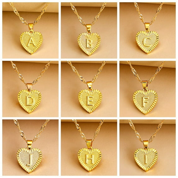 Eosunjian Pendant Necklace A-Z Initial Letter Heart Shape Jewelry Simple Bright Luster Necklace for Birthday Style E