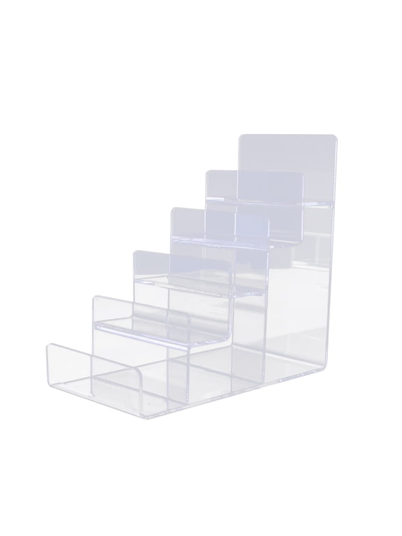 Purse Display Stand Wallet Handbag Organizer Trapezoidal Multi Tiers Jewelry Riser Display Rack Cosmetic Perfume Sunglasses Acrylic Display Shelf Five Layers