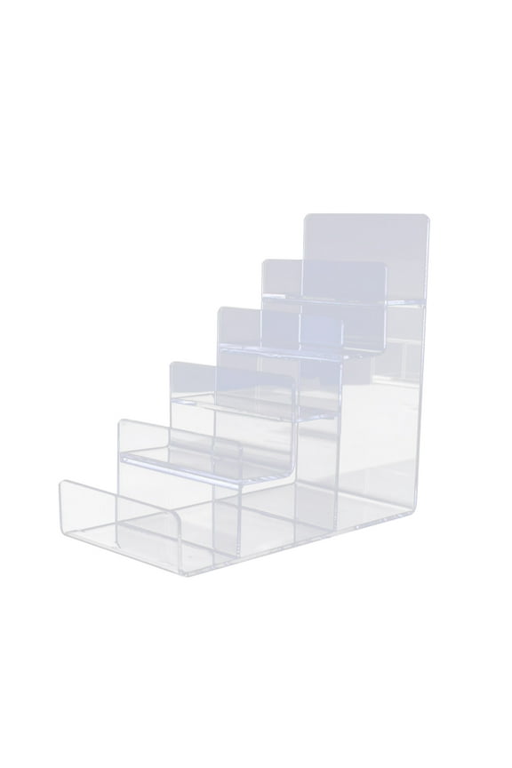 Purse Display Stand Wallet Handbag Organizer Trapezoidal Multi Tiers Jewelry Riser Display Rack Cosmetic Perfume Sunglasses Acrylic Display Shelf Five Layers
