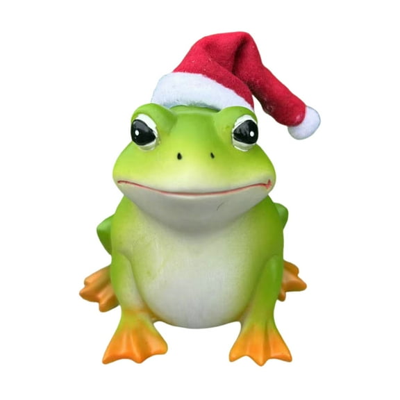 Eosunjian Resin Frog Figurine Garden Frog Statue Christmas Santa Hat Frog Statue Indoor Outdoor Garden Resin Figurine Sculpture Planter Pot Decoration for Home