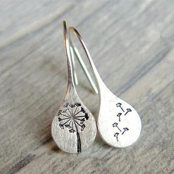 Eosunjian Retro Simple Dandelion Silver-plated Ladies Fashion Earrings Jewelry Accessory