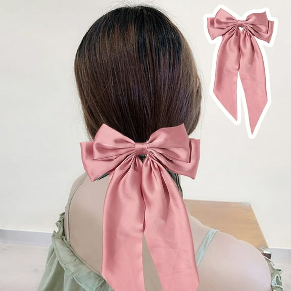 Eosunjian Ribbon Bowknot Decor Hair Pin Satin Fabric Spring Hair Clip Anti-slip Design Decorative Bow Ribbon Back Head Hair Clip Hair Accessory
