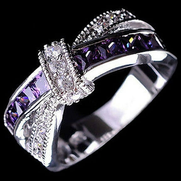 Eosunjian Ring Rhinestone Inlaid Decorative Alloy Cross Design Finger Band for Party
