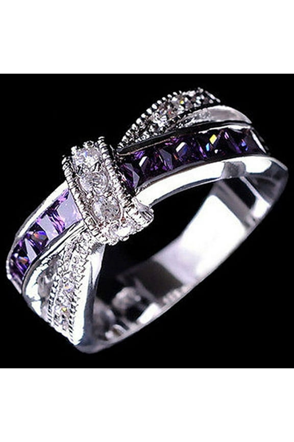 Ring Rhinestone Inlaid Decorative Alloy Cross Design Finger Band for Party