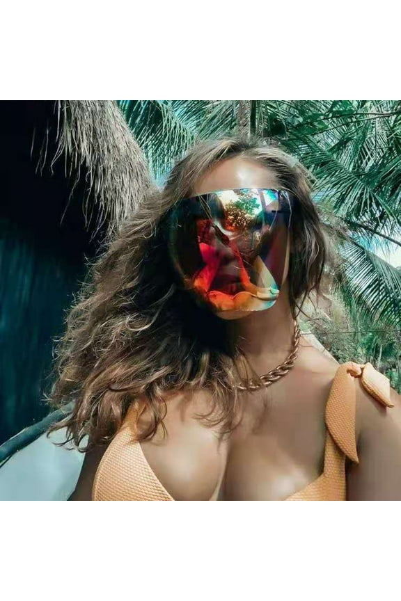 Shield Visor Sunglasses Clear Full Face Unisex Large Frame Anti-slip Goggles for Outdoor