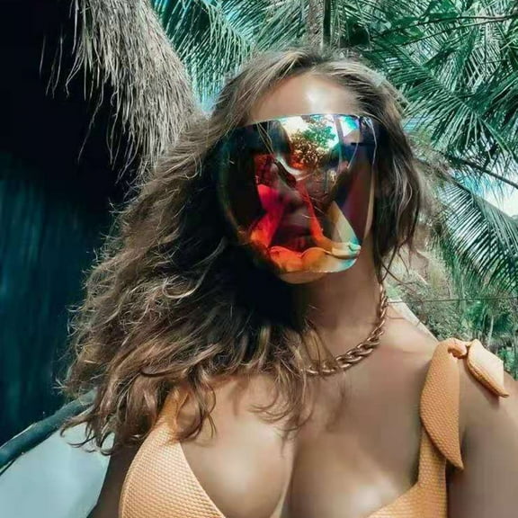 Eosunjian Shield Visor Sunglasses Clear Full Face Unisex Large Frame Anti-slip Goggles for Outdoor