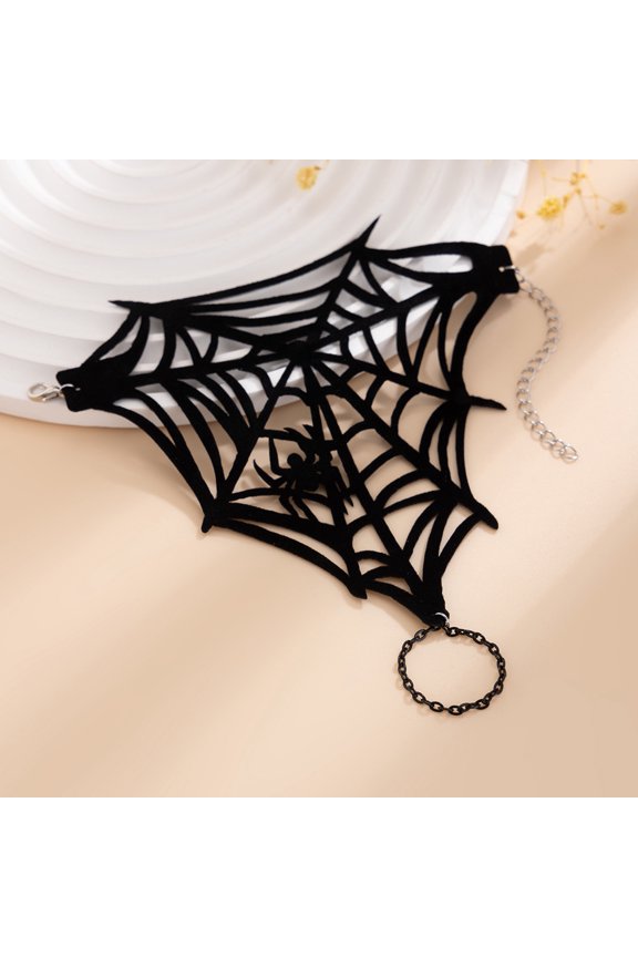 Spider Web Finger Chain Hollow Out Spider Decor Adjustable Gothic Hand Chain Halloween Party Carnival Easter Day Bracelet Ring Black