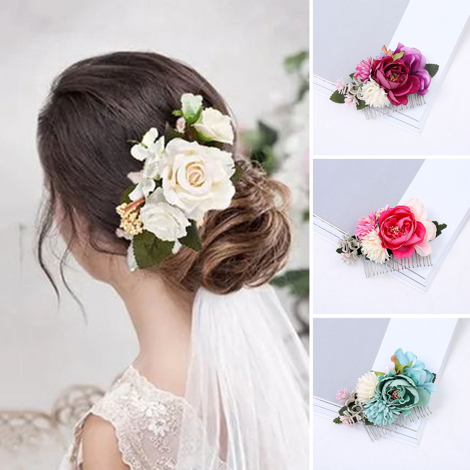 Eosunjian Stunning Bridal Wedding Hair Comb Flower Leaves  display picture 1