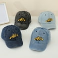thumbnail image 1 of Eosunjian Unisex Children Hat Washed Denim Retro Baseball Cap Cartoon Excavator Embroidery Long Brim Anti UB Sun Outdoor Sun Hat Light Blue, 1 of 13