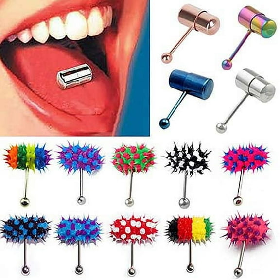 Eosunjian Unisex Cool Punk Hammer Shape Vibrating Tongue Bar Stud Body Piercing Jewelry