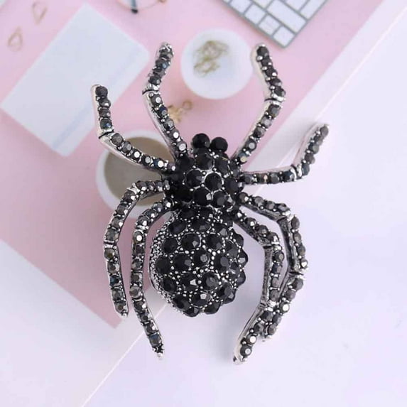 Eosunjian Vintage Women Rhinestone Inlaid Spider Brooch Pin Bag Badge Lapel Jewelry Gift
