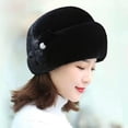 thumbnail image 1 of Eosunjian Winter Ladies Hat Elastic Fit Plush Imitation Mink Velvet Windproof Solid Color with Floral Beret Women Supplies Khaki, 1 of 13
