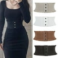 thumbnail image 1 of Eosunjian Women Belt Shirring Solid Color Wide Band High Elasticity Figure Shaping Lady Waist Band for Party Black, 1 of 13