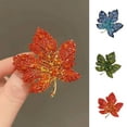 thumbnail image 1 of Eosunjian Women Brooch Maple Leaf Shape Rhinestone Anti-slip Wear-resistant Suit Coat Collar Hat Scarf Decoration Clothes Pin Prom Party Garment Jewelry Green, 1 of 13