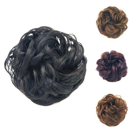 Eosunjian Women Elastic Hair Bun Ponytail Extension Messy Wavy Chignon Hairpiece Accessory