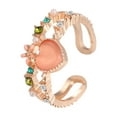 thumbnail image 1 of Eosunjian Women Open Ring Adjustable Pink Rhinestone Flower Fruit Heart Shape Hollow Out Polished Party Dating Knuckle Ring Finger Jewelry Style B, 1 of 13