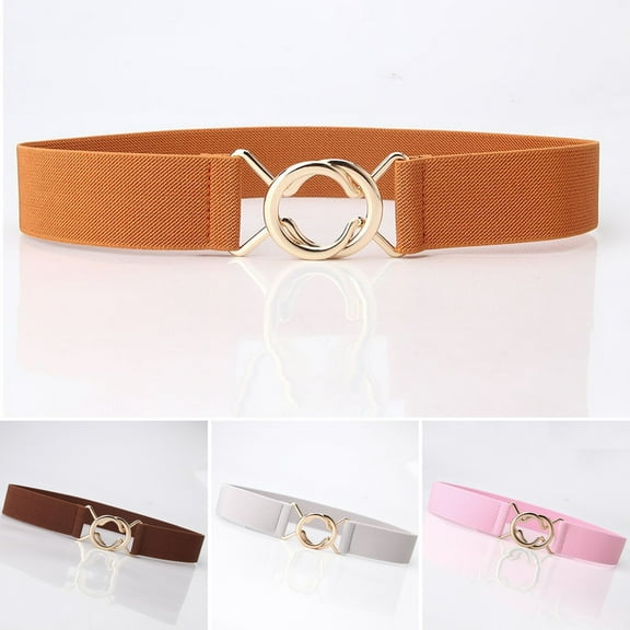 Eosunjian Women Simple Belt Solid Color Elastic Waistband Adjustable Length Lazy Jeans Belt Dress Slim Belt Costume Accessories Navy Blue