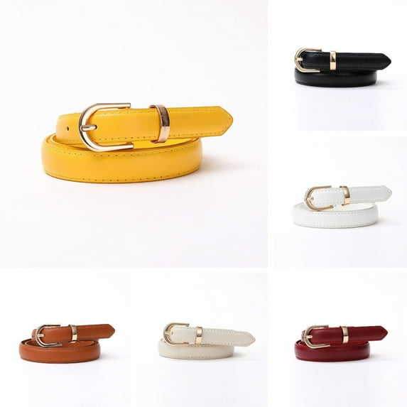 Eosunjian Women Waist Belt Fitted Solid Color Alloy Buckle Faux Leather Adjustable Lady Waist Strap Garment Accessories Yellow