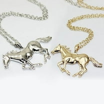 Eosunjian Women's Luxury Running Horse Pendant Long Sweater Chain Necklace Fashion Jewelry
