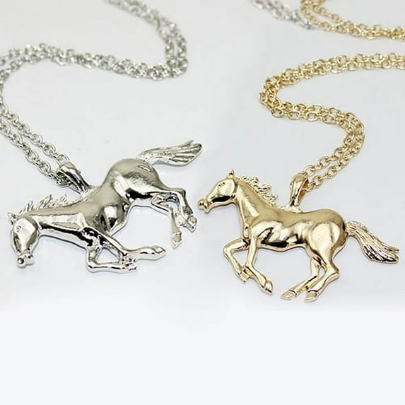 Eosunjian Women's Luxury Running Horse Pendant Long Sweater Chain Necklace Fashion Jewelry