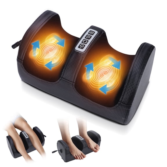 Electric Foot Massager with Heat, Shiatsu Kneading Relief for Plantar Fasciitis, Feet, Legs & Arms, 3 Intensity Levels, Auto Shut-Off for Home & Office