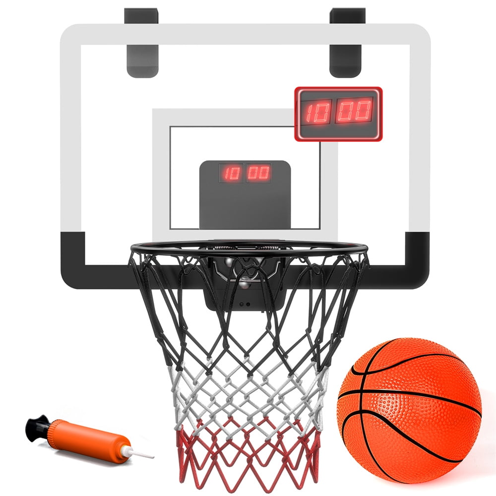 Indoor Basketball Hoop Set with Ball for Room&Wall, Mini Basketball Hoop over the Door with Electronic Scoreboard for Kids Adults Teens Birthday Toy Christmas Gifts, Foldable Steel Rim