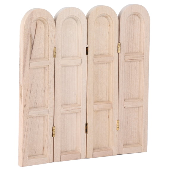 Eotvia Mini Wooden Screen, Dollhouse Accessories, Foldable, Birch Wood, 12.5 x 12.1 x 0.5cm