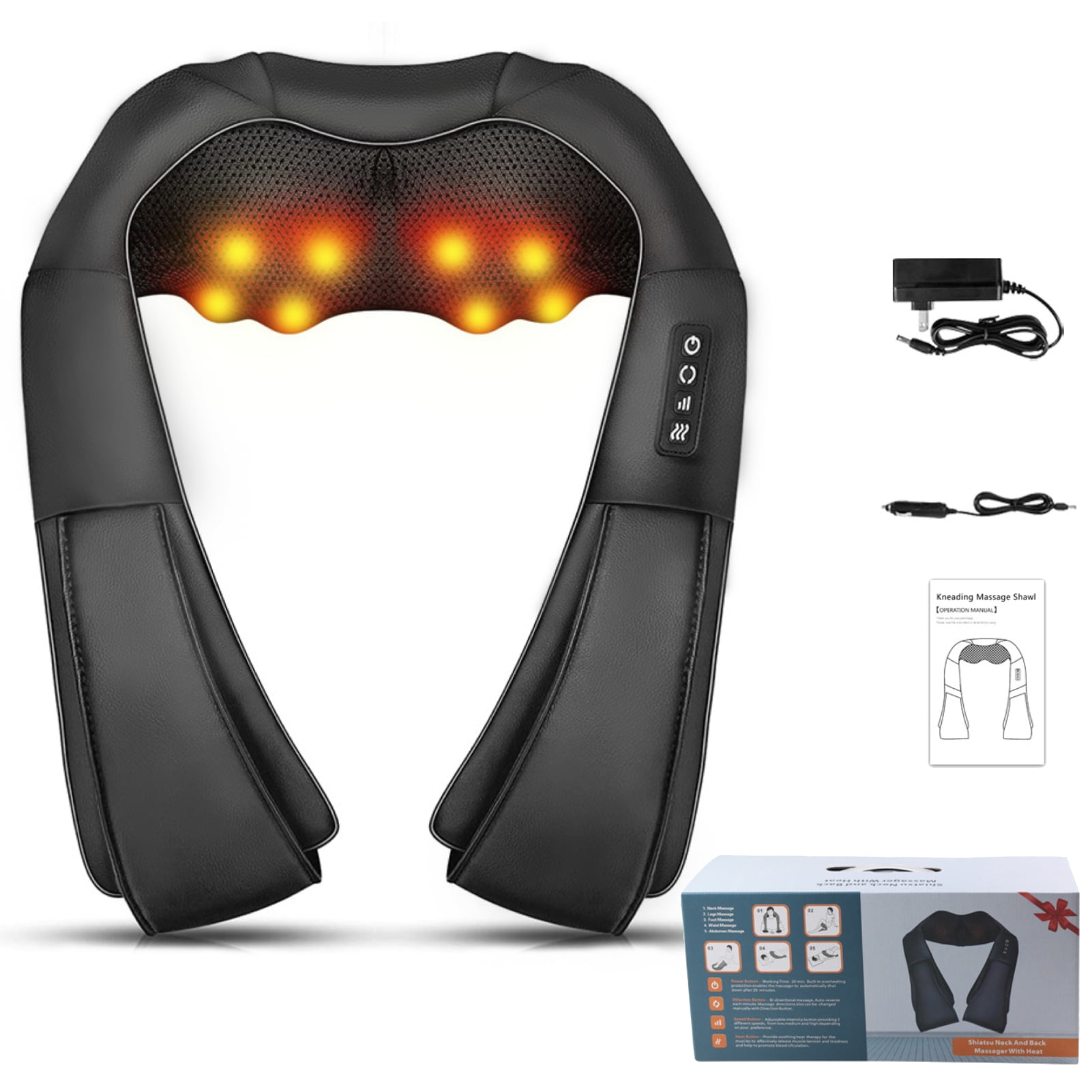 Neck and Shoulder Massager with Heat, Shiatsu Pillow Deep Tissue Kneading Back Massage for Mom Dad Seniors